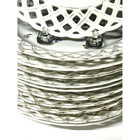 Reticulated Dessert Plate Charles Ahrenfeldt Circa 1880 (set of 11) - Picture 2 of 6